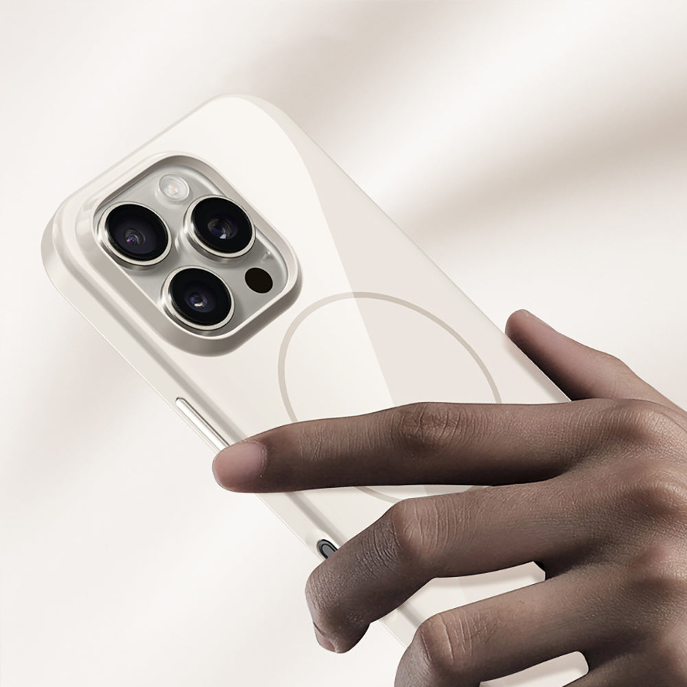 Apple iPhone 15 Pro Max Kılıf M-safe Şarj Özellikli Wlons Frego Kapak Krem