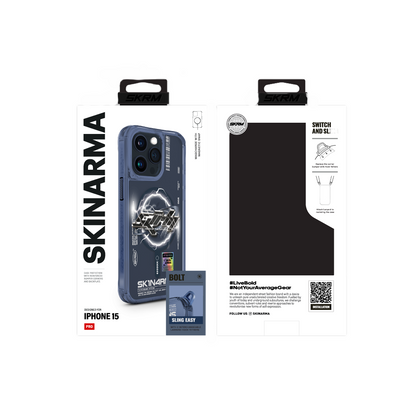 Apple iPhone 15 Pro Max Kılıf M-safe Şarj Özellikli Yazı Desenli SkinArma Bolt Kapak Siyah