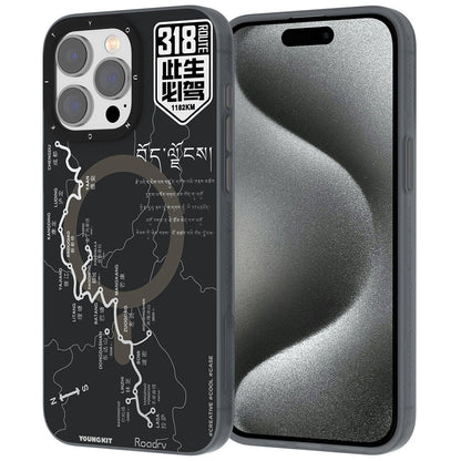 Apple iPhone 15 Pro Max Kılıf M-safe Şarj Özellikli Youngkit 318 Road Serisi Kapak Siyah