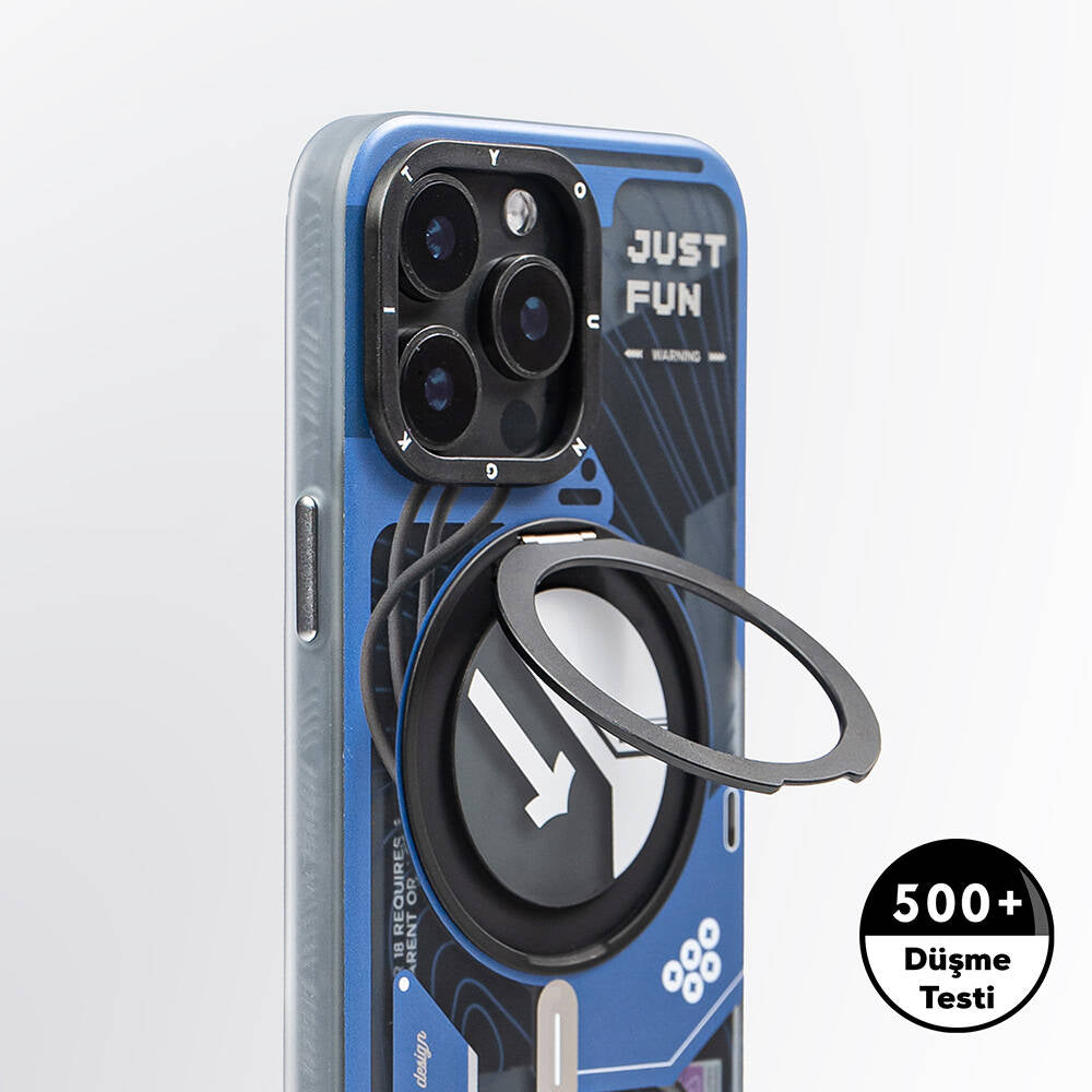 Apple iPhone 15 Pro Max Kılıf M-safe Şarj Özellikli Youngkit 360° Standlı Starship Serisi Kapak Siyah