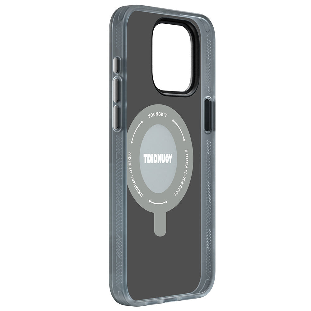 Apple iPhone 15 Pro Max Kılıf M-safe Şarj Özellikli Youngkit 360° Standlı Technology Serisi Kapak Mavi