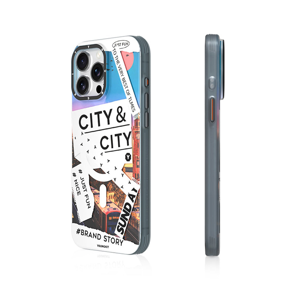 Apple iPhone 15 Pro Max Kılıf M-safe Şarj Özellikli Youngkit A-City Serisi Kapak Beyaz