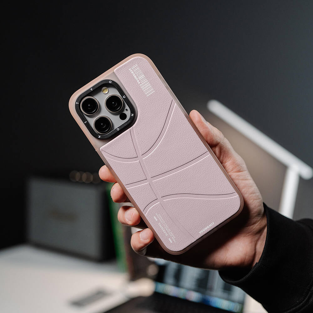 Apple iPhone 15 Pro Max Kılıf M-safe Şarj Özellikli Youngkit Backboard Serisi Leather Kapak Pembe