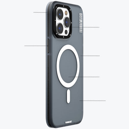 Apple iPhone 15 Pro Max Kılıf M-safe Şarj Özellikli Youngkit Colored Sand Serisi Kapak Pembe