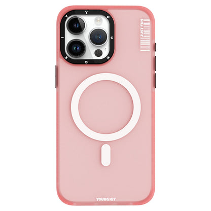 Apple iPhone 15 Pro Max Kılıf M-safe Şarj Özellikli Youngkit Colored Sand Serisi Kapak Pembe