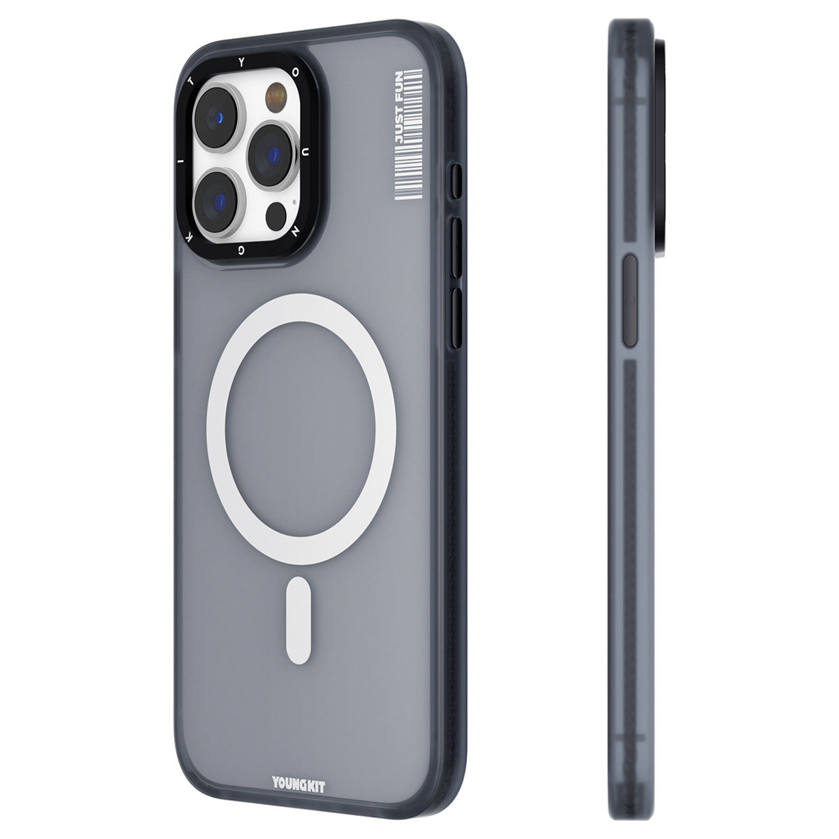 Apple iPhone 15 Pro Max Kılıf M-safe Şarj Özellikli Youngkit Colored Sand Serisi Kapak Siyah