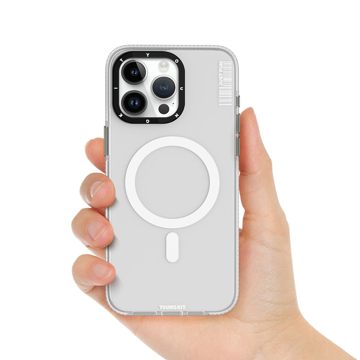 Apple iPhone 15 Pro Max Kılıf M-safe Şarj Özellikli YoungKit Crystal Color Serisi Kapak Siyah