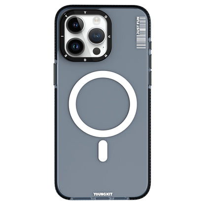 Apple iPhone 15 Pro Max Kılıf M-safe Şarj Özellikli YoungKit Crystal Color Serisi Kapak Mavi