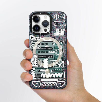 Apple iPhone 15 Pro Max Kılıf M-safe Şarj Özellikli Youngkit Dark Matter Serisi Kapak Siyah