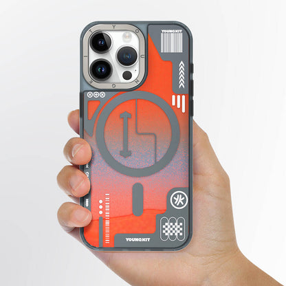 Apple iPhone 15 Pro Max Kılıf M-safe Şarj Özellikli YoungKit Galaxy Serisi Kapak Mavi