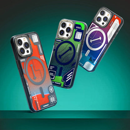 Apple iPhone 15 Pro Max Kılıf M-safe Şarj Özellikli YoungKit Galaxy Serisi Kapak Yeşil