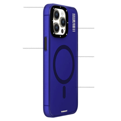 Apple iPhone 15 Pro Max Kılıf M-safe Şarj Özellikli Youngkit Hidden Sand Serisi Kapak Beyaz