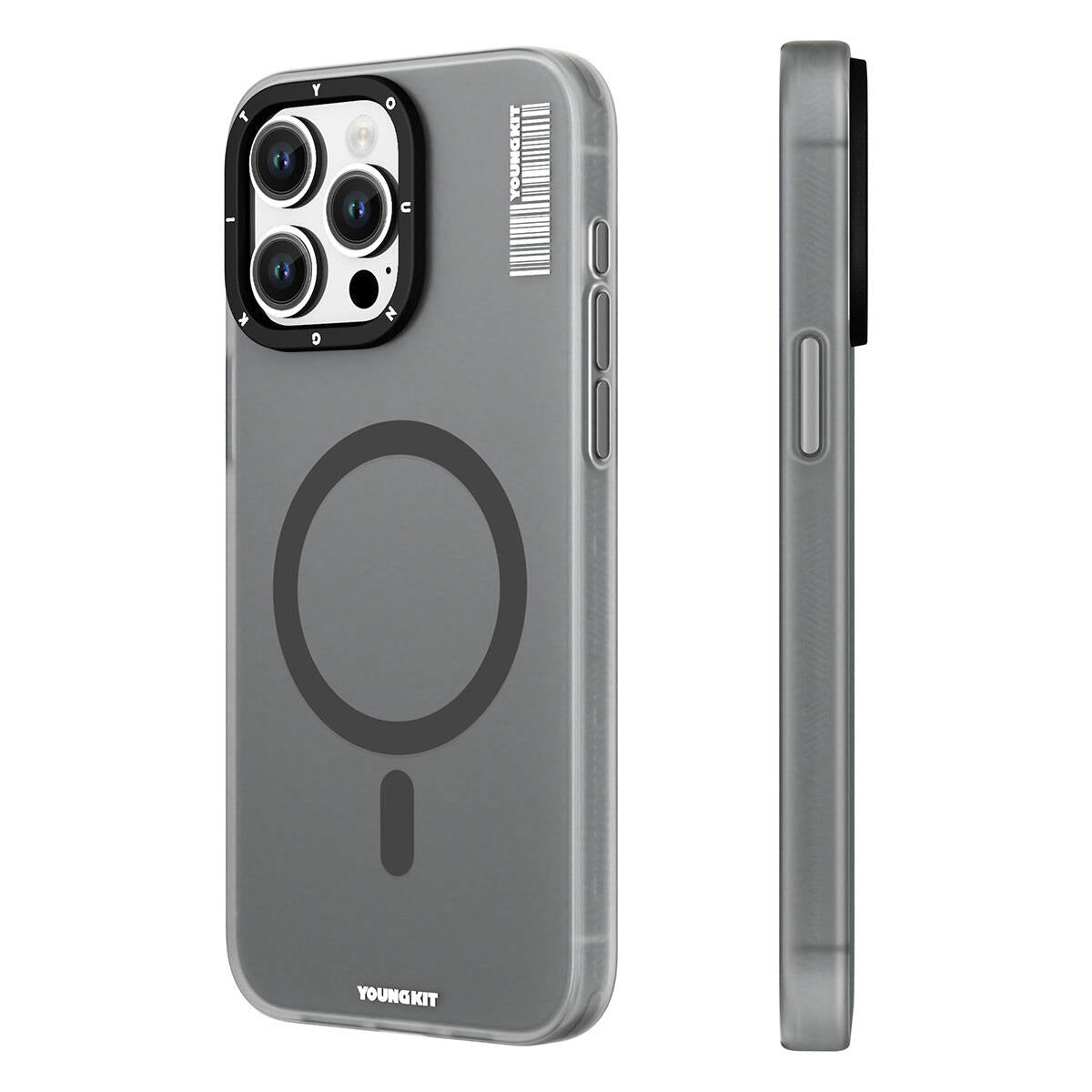 Apple iPhone 15 Pro Max Kılıf M-safe Şarj Özellikli Youngkit Hidden Sand Serisi Kapak Siyah