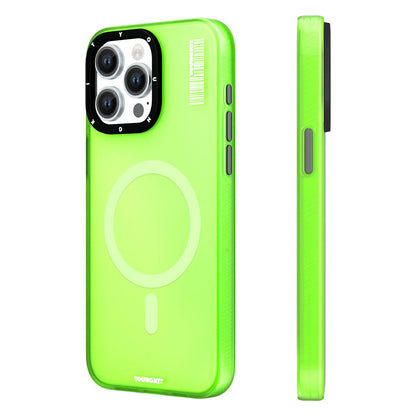 Apple iPhone 15 Pro Max Kılıf M-safe Şarj Özellikli Youngkit Hidden Sand Serisi Kapak Yeşil