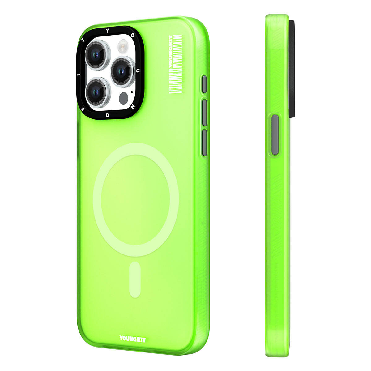 Apple iPhone 15 Pro Max Kılıf M-safe Şarj Özellikli Youngkit Hidden Sand Serisi Kapak Beyaz