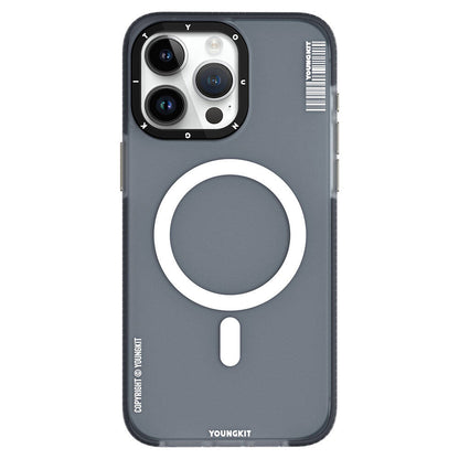 Apple iPhone 15 Pro Max Kılıf M-safe Şarj Özellikli Youngkit Jiansha Serisi Kapak Mavi