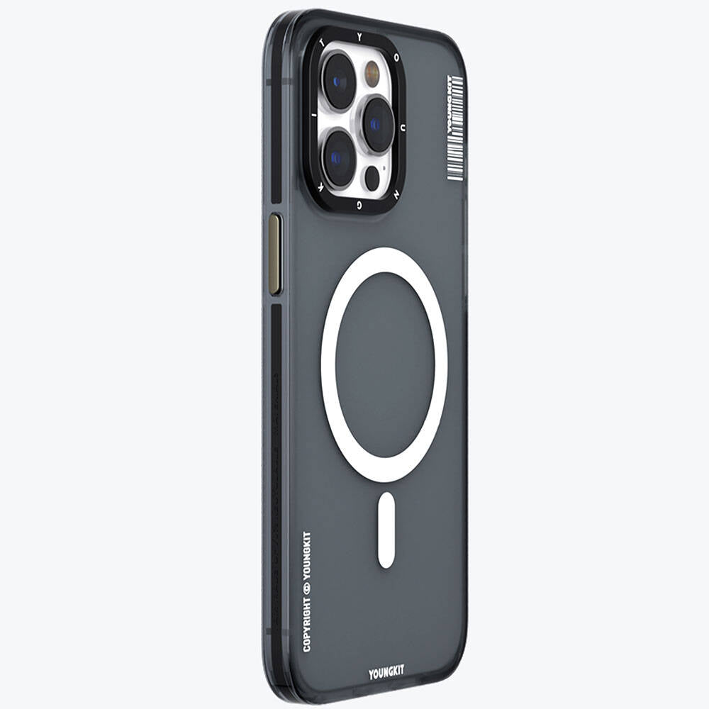 Apple iPhone 15 Pro Max Kılıf M-safe Şarj Özellikli Youngkit Jiansha Serisi Kapak Mavi