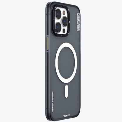 Apple iPhone 15 Pro Max Kılıf M-safe Şarj Özellikli Youngkit Jiansha Serisi Kapak Mavi