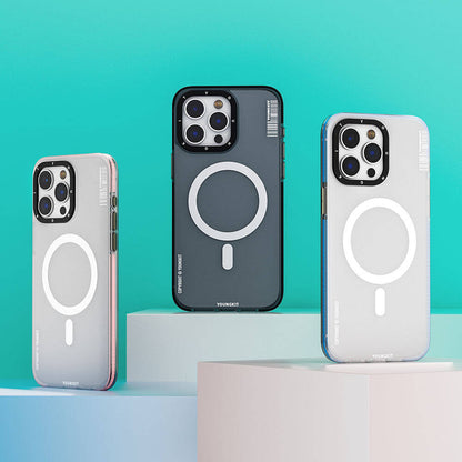 Apple iPhone 15 Pro Max Kılıf M-safe Şarj Özellikli Youngkit Jiansha Serisi Kapak Pembe