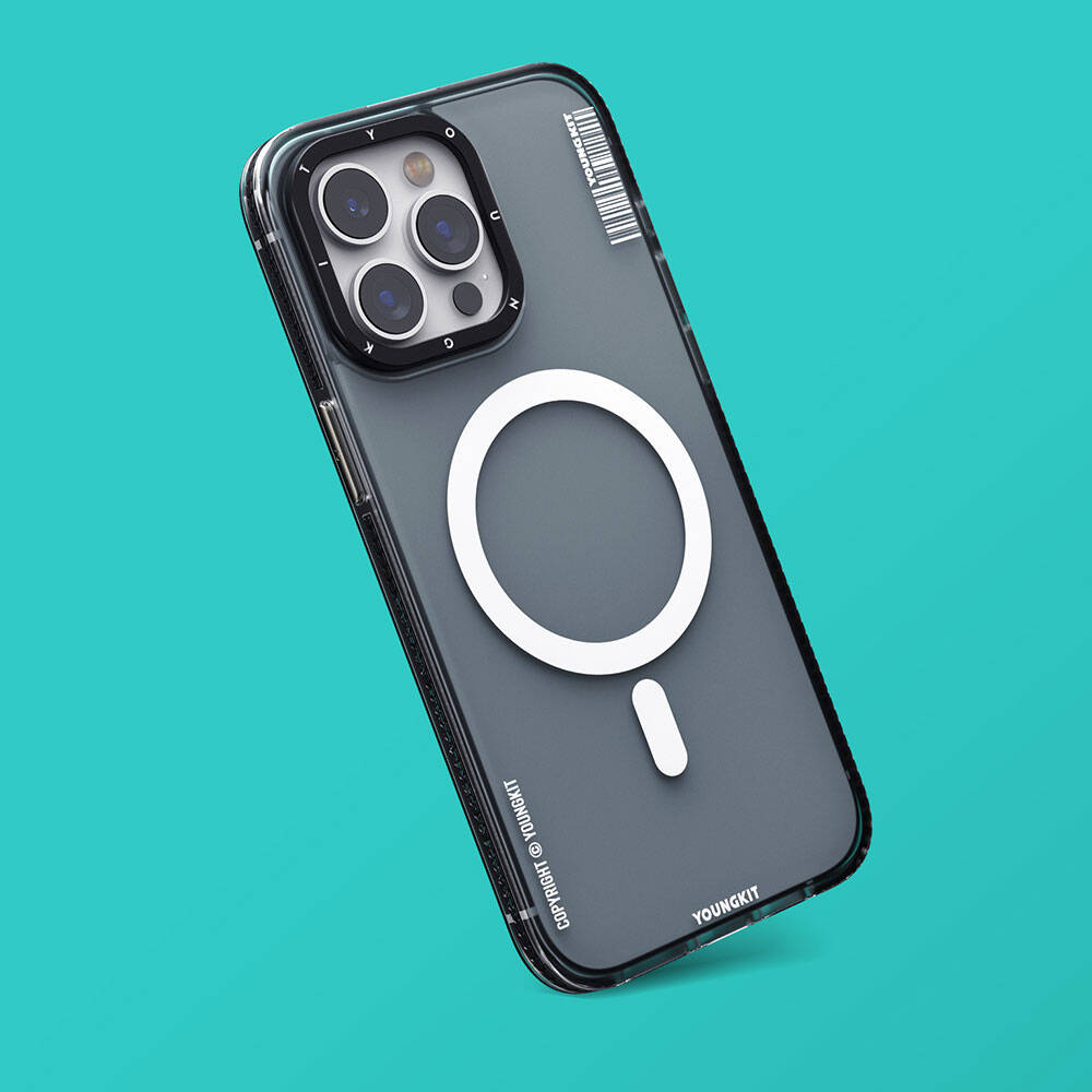 Apple iPhone 15 Pro Max Kılıf M-safe Şarj Özellikli Youngkit Jiansha Serisi Kapak Mavi