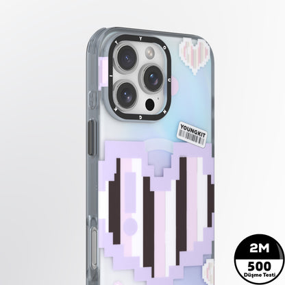 Apple iPhone 15 Pro Max Kılıf M-safe Şarj Özellikli Youngkit Love Serisi Kapak Mor