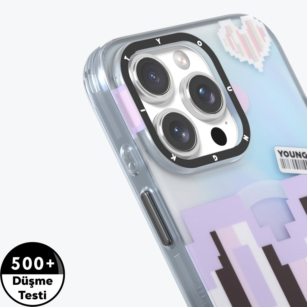 Apple iPhone 15 Pro Max Kılıf M-safe Şarj Özellikli Youngkit Love Serisi Kapak Mor