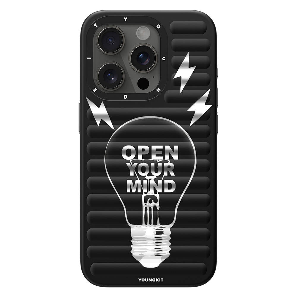 Apple iPhone 15 Pro Max Kılıf M-safe Şarj Özellikli Youngkit Open Mind Serisi Kapak Siyah