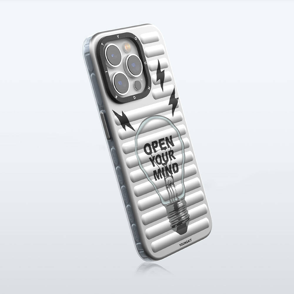 Apple iPhone 15 Pro Max Kılıf M-safe Şarj Özellikli Youngkit Open Mind Serisi Kapak Gümüş