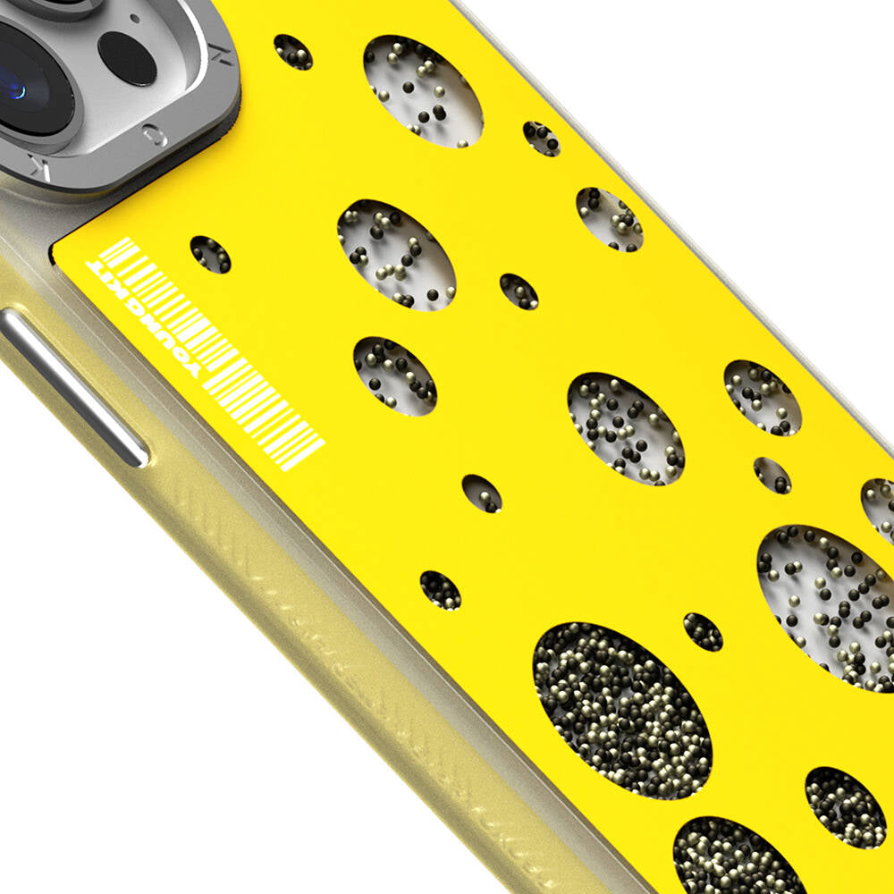 Apple iPhone 15 Pro Max Kılıf M-safe Şarj Özellikli Youngkit Quicksand Beads Serisi Kapak Siyah