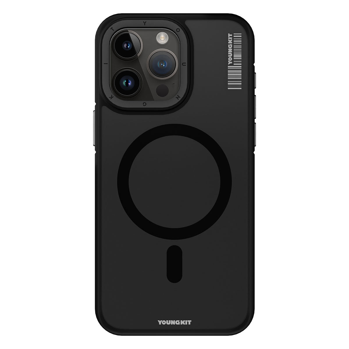 Apple iPhone 15 Pro Max Kılıf M-safe Şarj Özellikli Youngkit Rock Sand Serisi Kapak Siyah