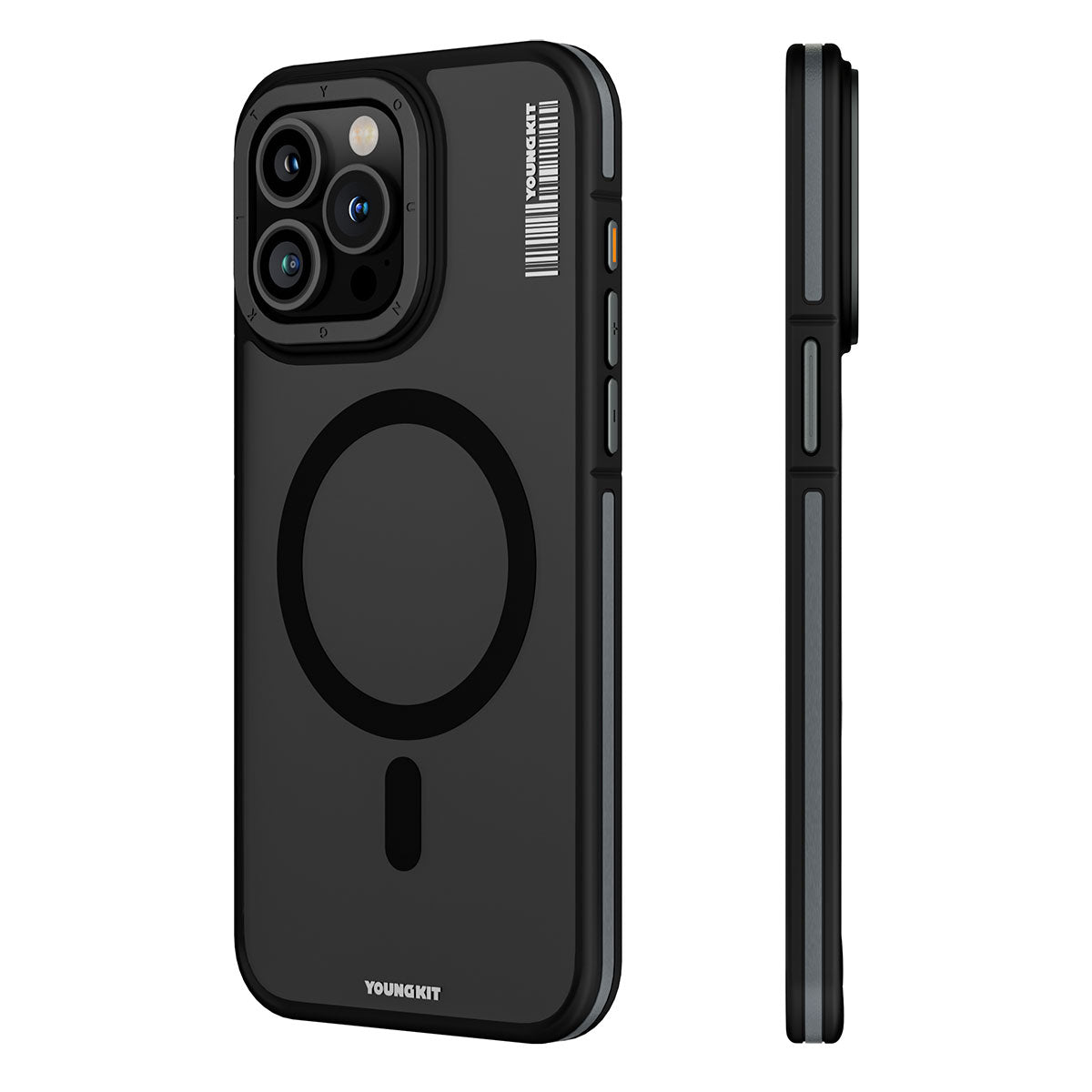 Apple iPhone 15 Pro Max Kılıf M-safe Şarj Özellikli Youngkit Rock Sand Serisi Kapak Siyah