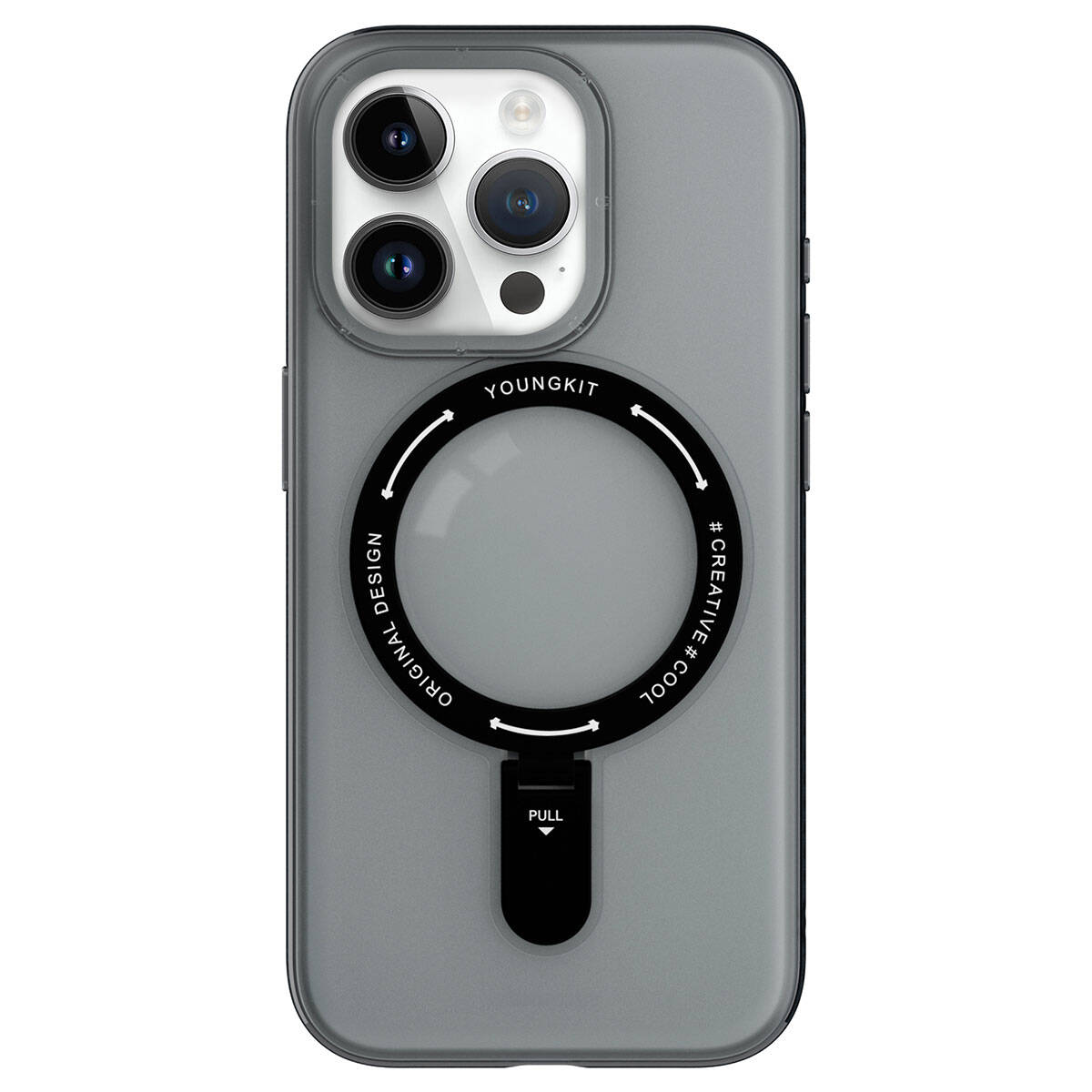 Apple iPhone 15 Pro Max Kılıf M-safe Şarj Özellikli Youngkit Rock Serisi Kapak Beyaz