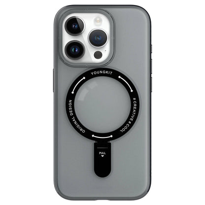 Apple iPhone 15 Pro Max Kılıf M-safe Şarj Özellikli Youngkit Rock Serisi Kapak Mavi