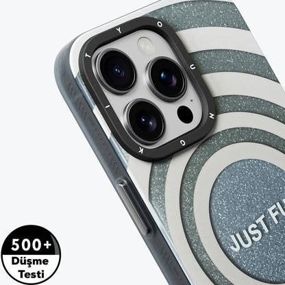 Apple iPhone 15 Pro Max Kılıf M-safe Şarj Özellikli Youngkit Star Dazzle Serisi Kapak Gri