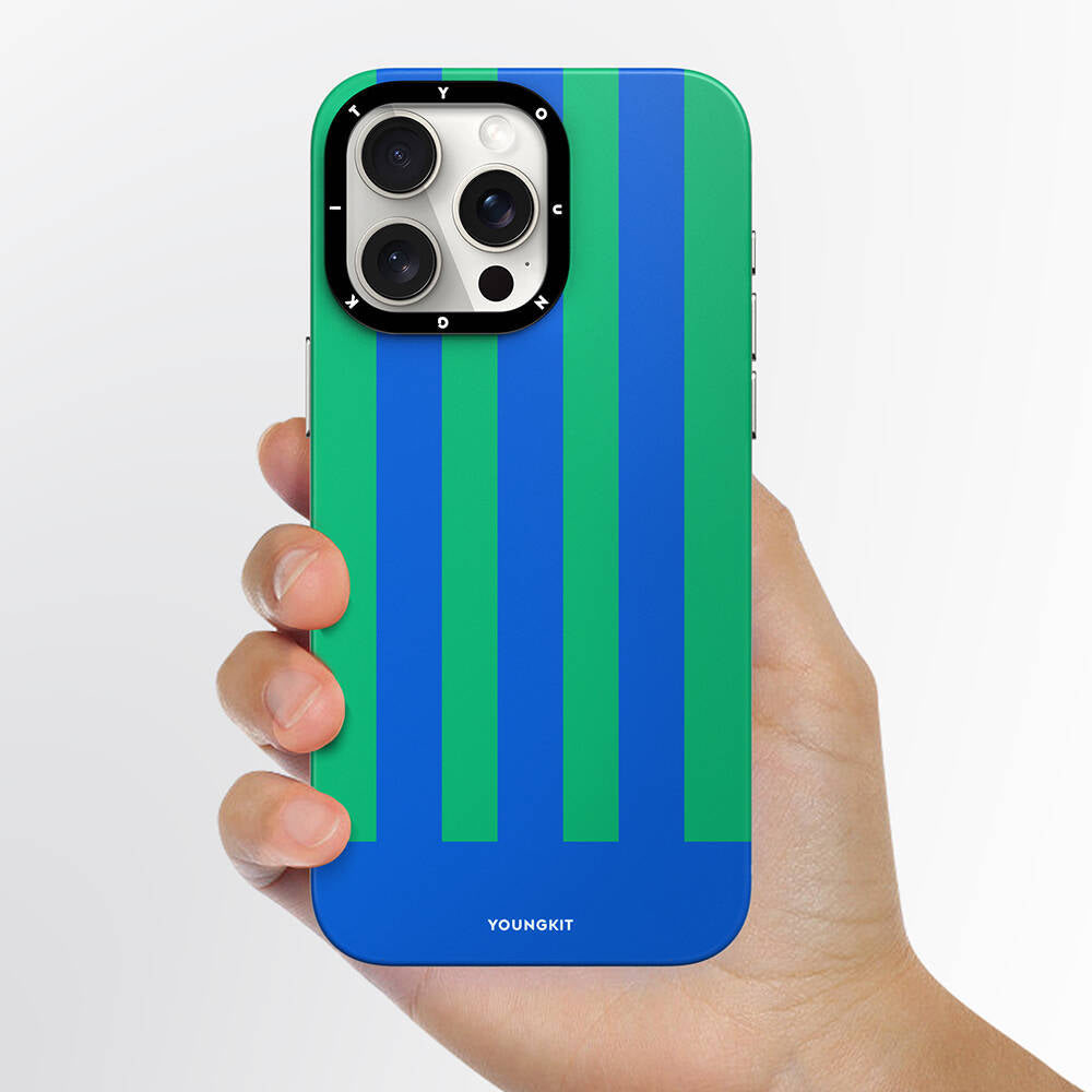 Apple iPhone 15 Pro Max Kılıf M-safe Şarj Özellikli Youngkit Striped Piano Keys Serisi Kapak Mavi