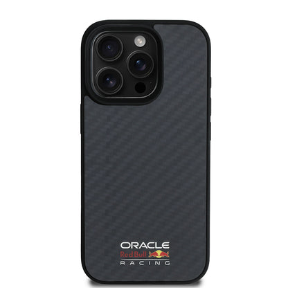 Apple iPhone 15 Pro Max Kılıf Redbull Orjinal Lisanslı M-safe Şarj Özellikli Karbon Fiber Tasarımlı Parlayan Logolu Kapak Siyah