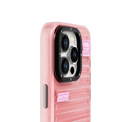 Apple iPhone 15 Pro Max Kılıf Şeffaf Renkli Tasarım YoungKit Fluorite Serisi Kapak Pembe