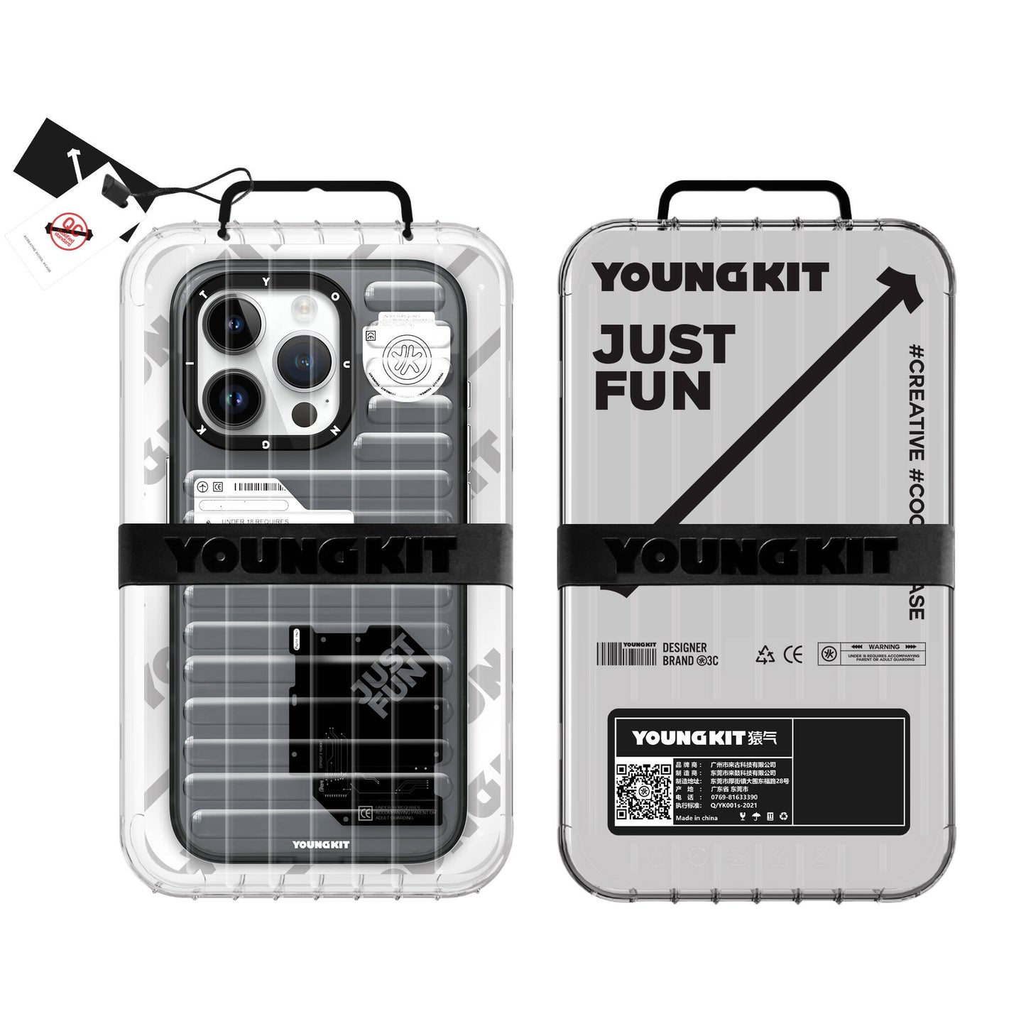 Apple iPhone 15 Pro Max Kılıf Şeffaf Renkli Tasarım YoungKit Fluorite Serisi Kapak Pembe