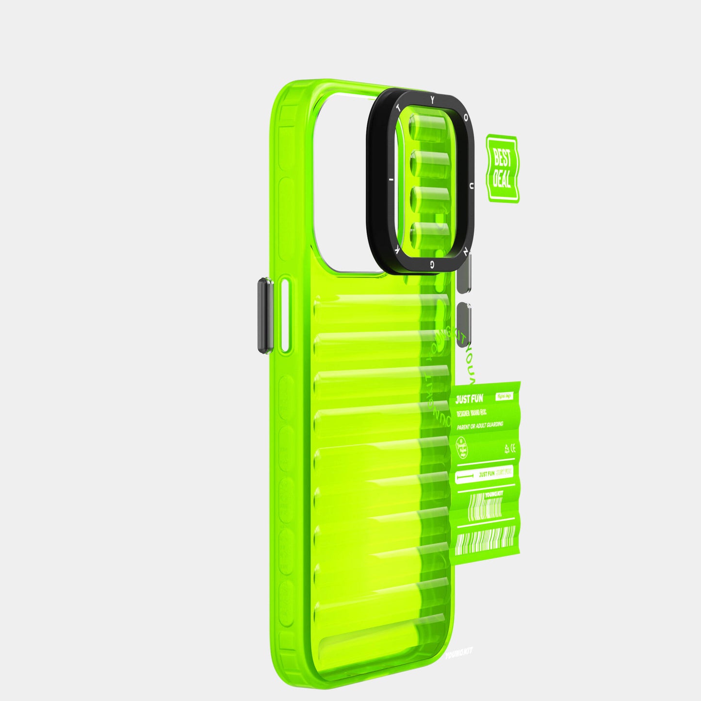 Apple iPhone 15 Pro Max Kılıf Şeffaf Renkli Tasarım YoungKit Fluorite Serisi Kapak Pembe