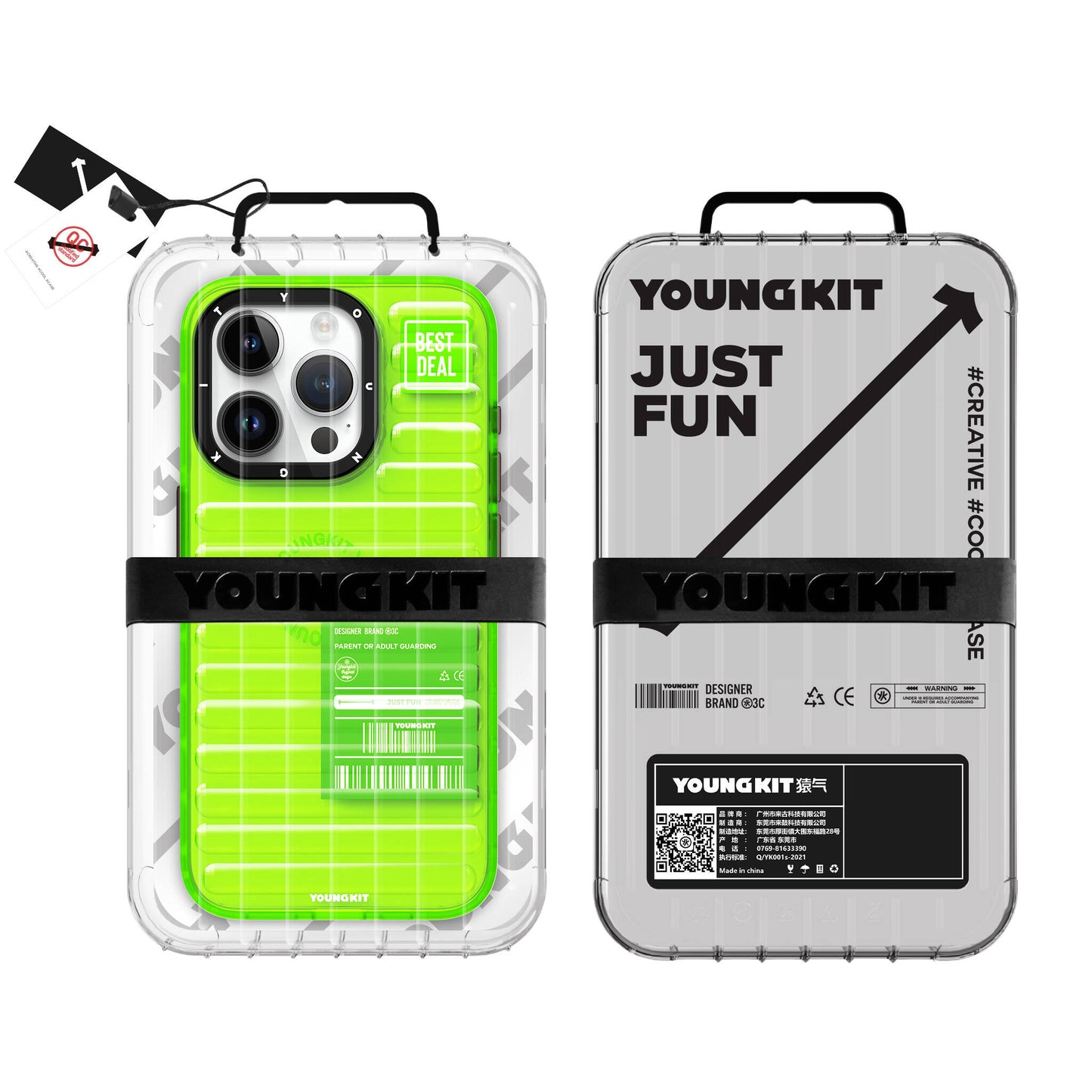 Apple iPhone 15 Pro Max Kılıf Şeffaf Renkli Tasarım YoungKit Fluorite Serisi Kapak Pembe