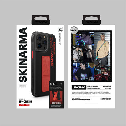 Apple iPhone 15 Pro Max Kılıf SkinArma Standlı Deri Görünümlü Slate Kapak Gri