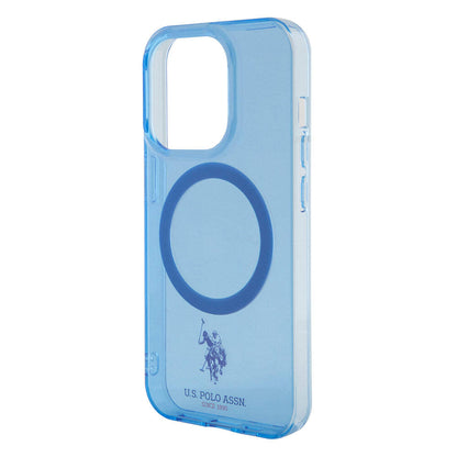 Apple iPhone 15 Pro Max Kılıf U.S. Polo Assn. Orjinal Lisanslı M-safe Şarj Özellikli Transparan Tasarım Kapak Mavi