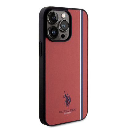 Apple iPhone 15 Pro Max Kılıf U.S. Polo Assn. Orjinal Lisanslı Üç Renk Şerit Tasarımlı Baskı Logolu Kapak Beyaz