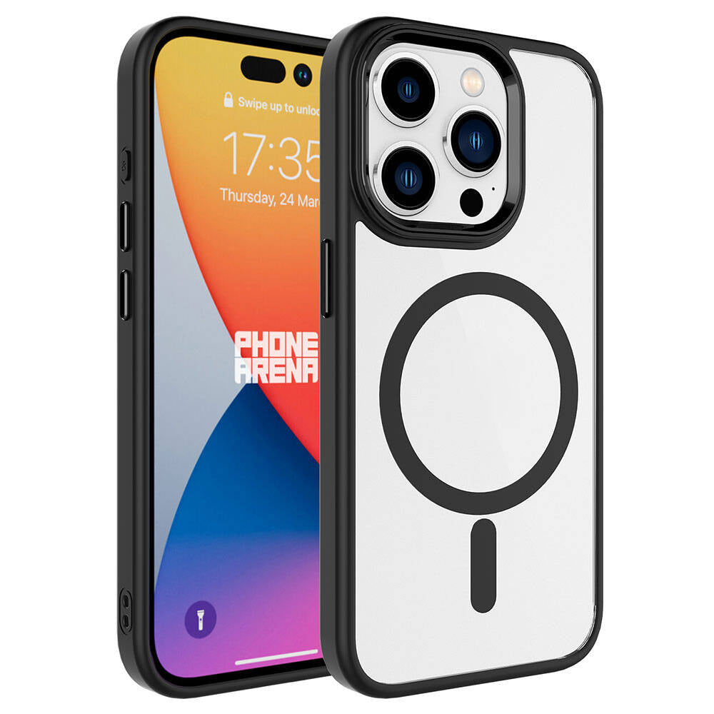 Apple iPhone 15 Pro Max Kılıf Wireless Şarj Özellikli Zore Krom M-safe Silikon Kapak Derin Mor