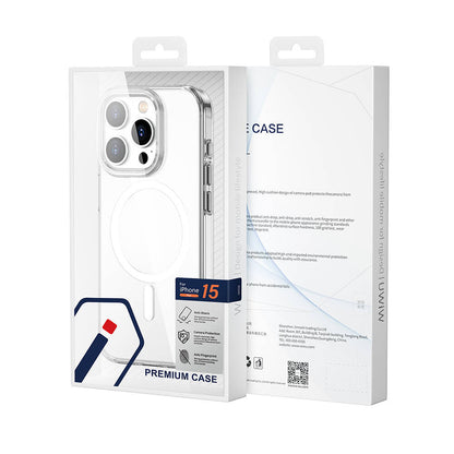 Apple iPhone 15 Pro Max Kılıf Wiwu BC-022 M-safe Şarj Özellikli Şeffaf Transparan Kapak Renksiz