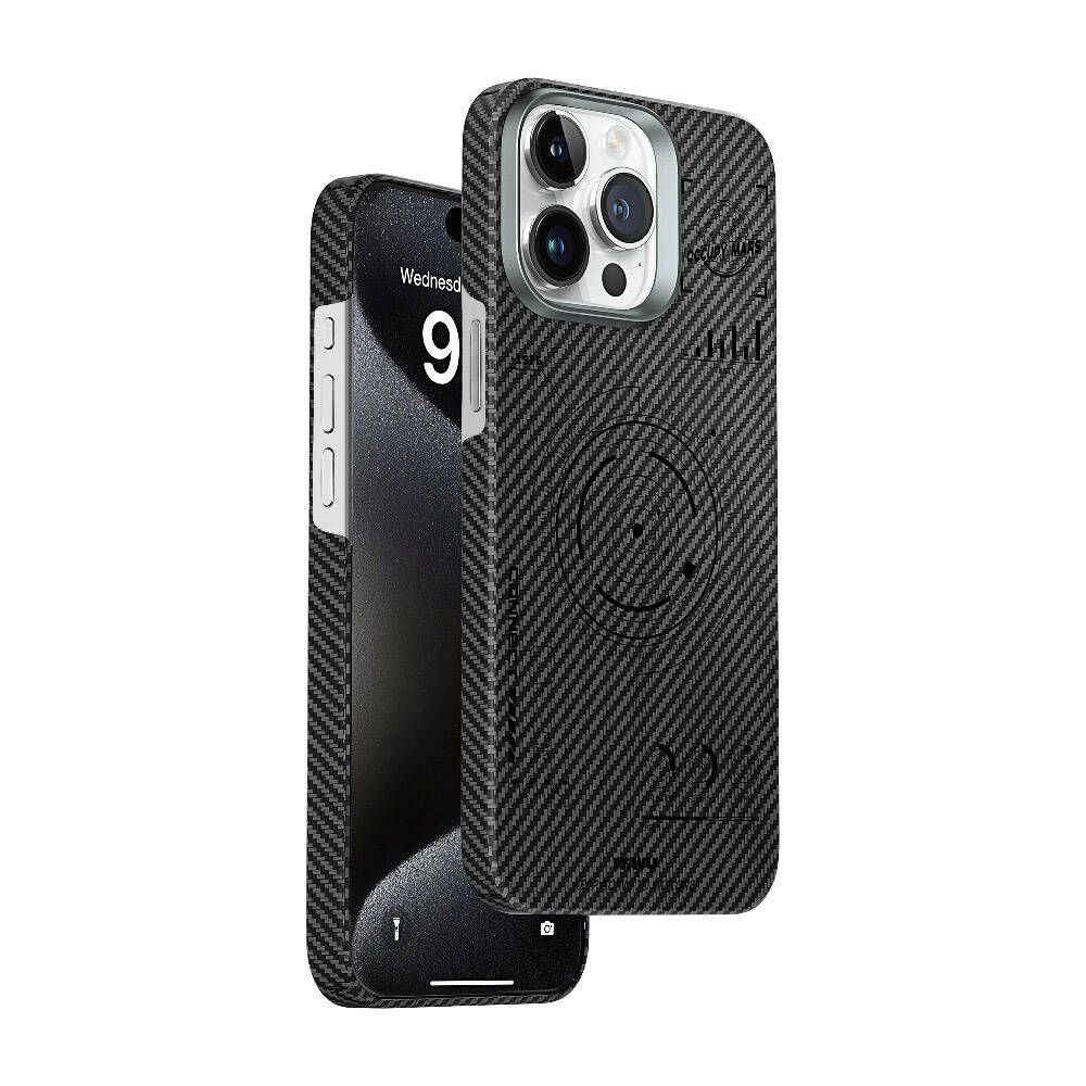 Apple iPhone 15 Pro Max Kılıf Wiwu HHX-016 Karbon Fiber 600D Mars Kevlar Kapak Siyah
