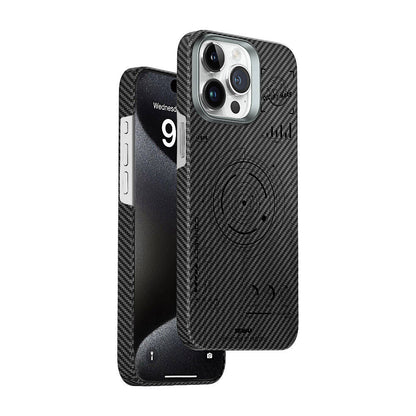 Apple iPhone 15 Pro Max Kılıf Wiwu HHX-016 Karbon Fiber 600D Mars Kevlar Kapak Siyah