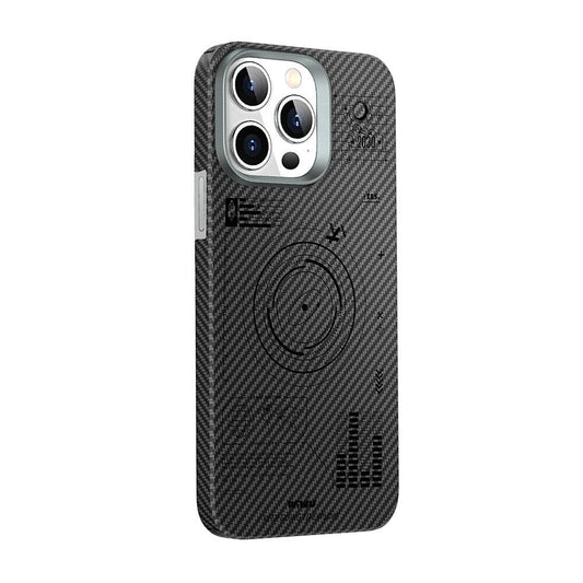 Apple iPhone 15 Pro Max Kılıf Wiwu KJZ-017 Karbon Fiber 600D Explore Kevlar Kapak Siyah