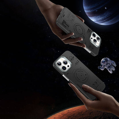 Apple iPhone 15 Pro Max Kılıf Wiwu KJZ-017 Karbon Fiber 600D Explore Kevlar Kapak Siyah