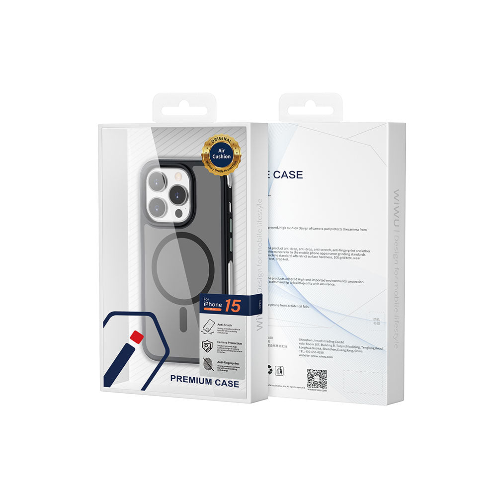 Apple iPhone 15 Pro Max Kılıf Wiwu ZKK-012 M-safe Şarj Özellikli Air Cushion Kapak Yeşil